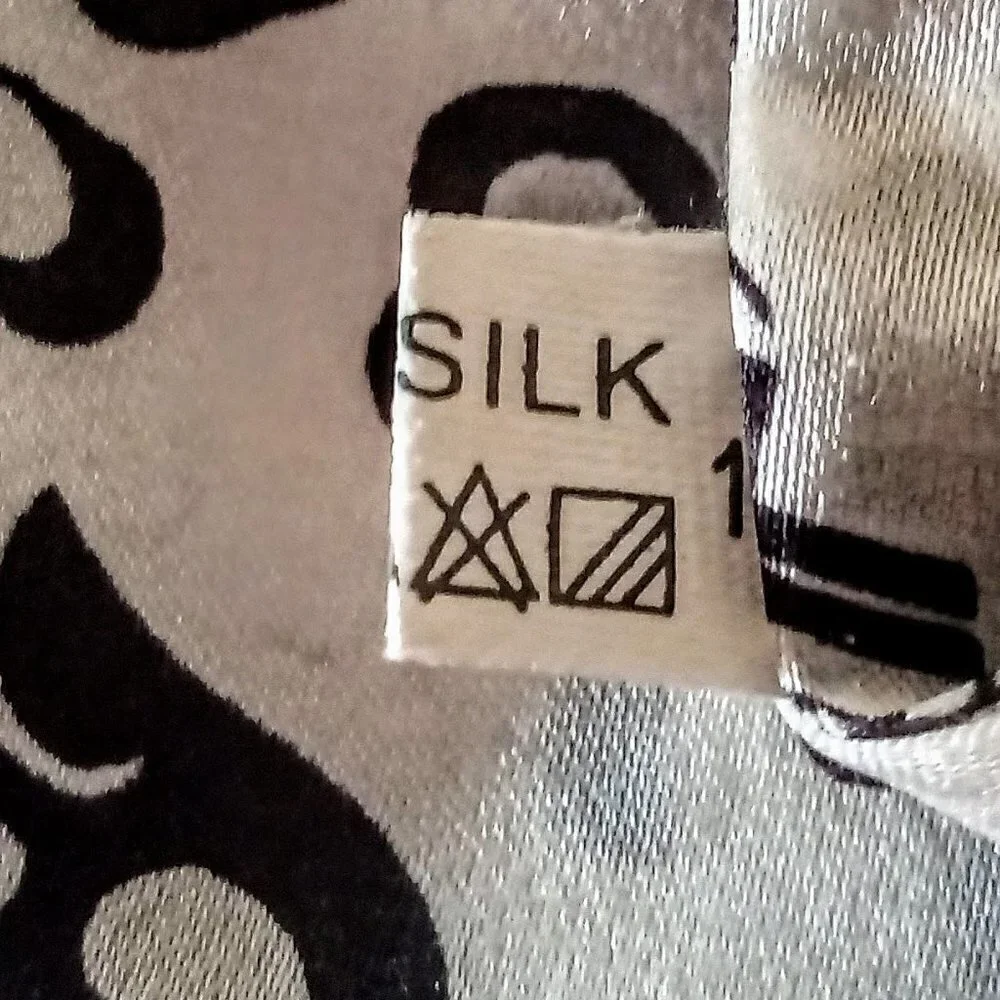 Chinese Black & Ivory Silk Oblong Fringed Scarf